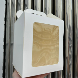 Изображение Коробка для кулича с фронтальной загрузкой белая, 15 х 15 х 18 см